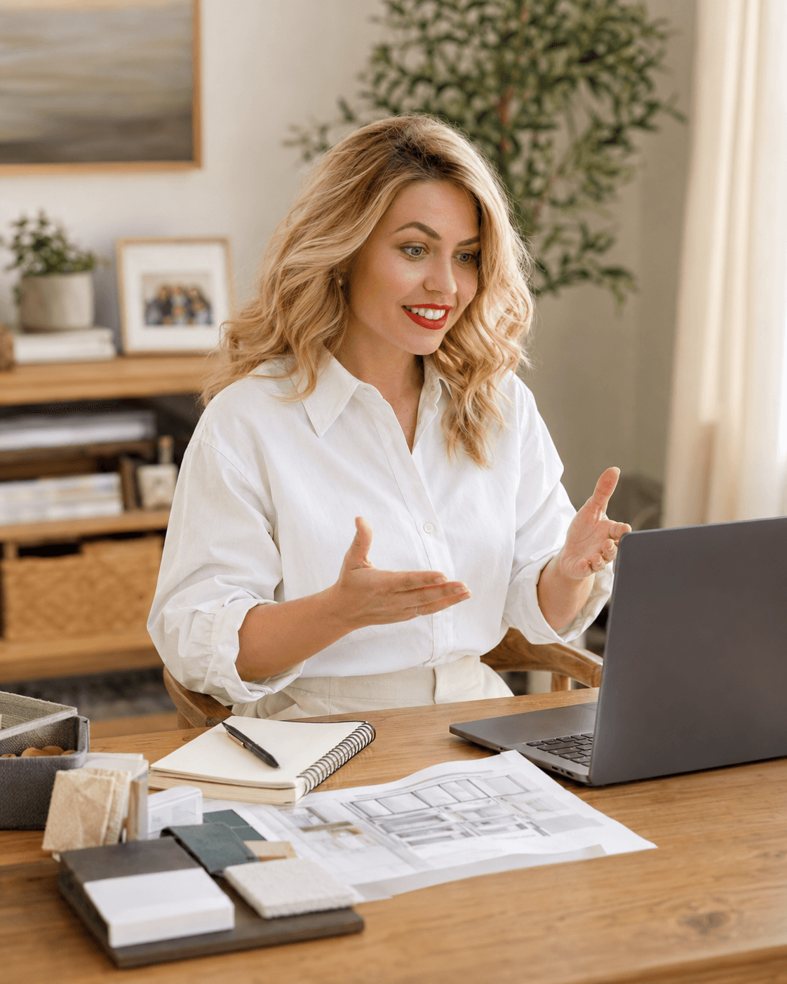 Illustration of an online home organization consultation